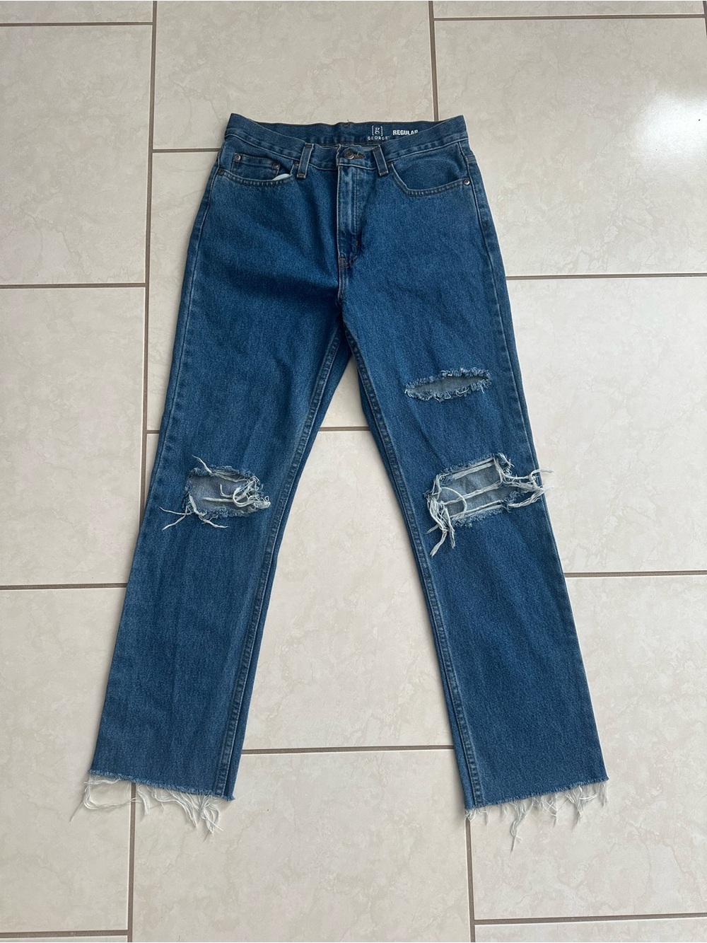 100% Cotton High-Rise Distressed Blue Regular Women's Jeans
